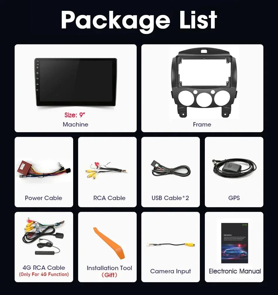 For Mazda 2 2007-2014 Android Bluetooth Wireless CarPlay Stereo Car Radio Multimedia Navigation 4G GPS Head Unit Touch Screen