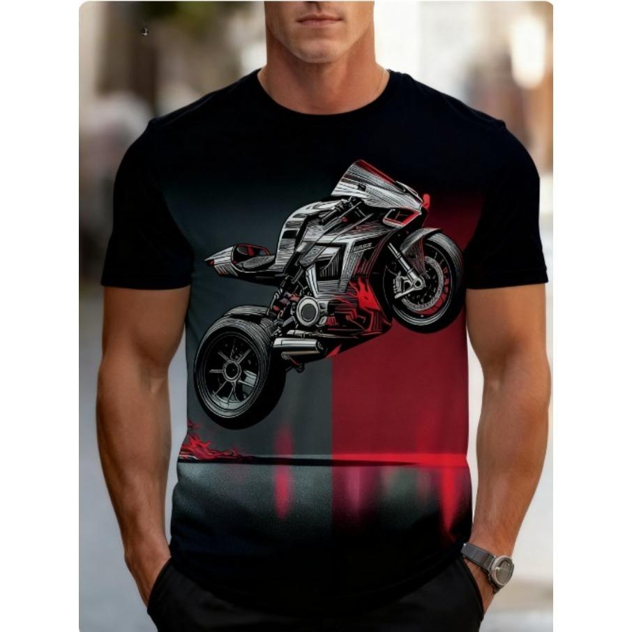 Men's Streetwear Sports 3D Print Loose Round Neck Short Sleeved T-shirt Top