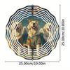 3D Rotating Dog Windmill Pendant Cute Metal Style Turntable Decor Handmade Foldable Wind Chime for Lantern Festival Birthday Party