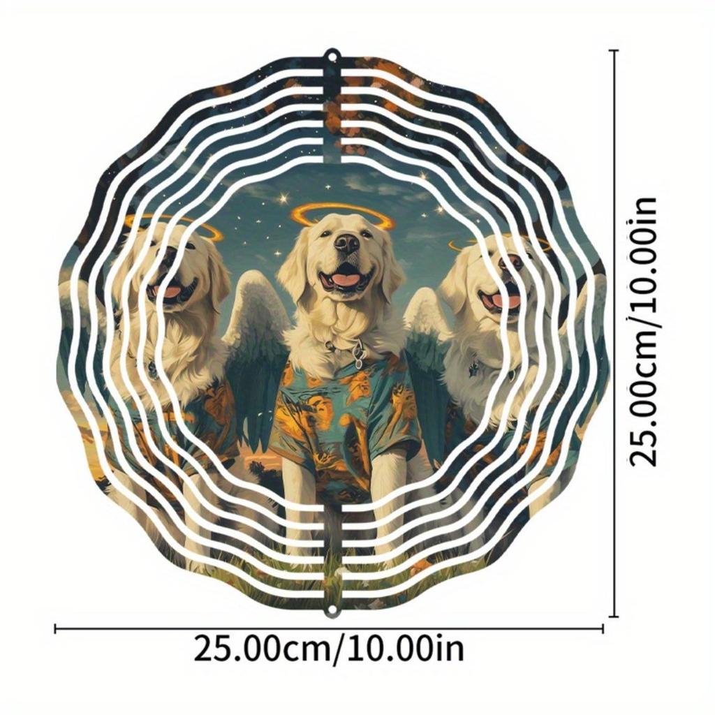 3D Rotating Dog Windmill Pendant Cute Metal Style Turntable Decor Handmade Foldable Wind Chime for Lantern Festival Birthday Party