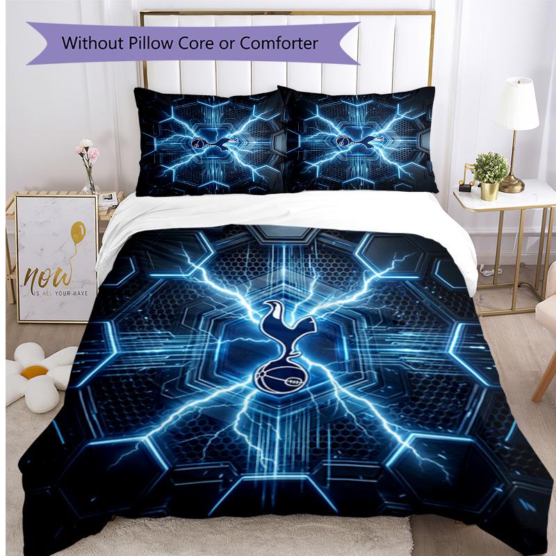 Set Lenzuola 3 Pezzi Stampato Tottenham Hotspur Morbido Delicato sulla Pelle Lavabile Copripiumino e Federe Set Tutte le Stagioni Camera da Letto
