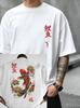 2026 New Summer Unisexs Koi Fish Fortune Tshirt Japanese Lotus Print Streetwear Crew Neck Short Sleeve Tops Highquality Tees