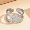 Women's Geometric Weave Stainless Steel Open Ring