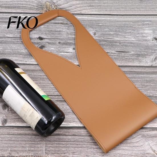 Single Wine Carrier Faux Leather Tote Bag, Portable Pouch, Waterproof Durable Bottle Holder Protector Sleeve for Champagne Beer Bag