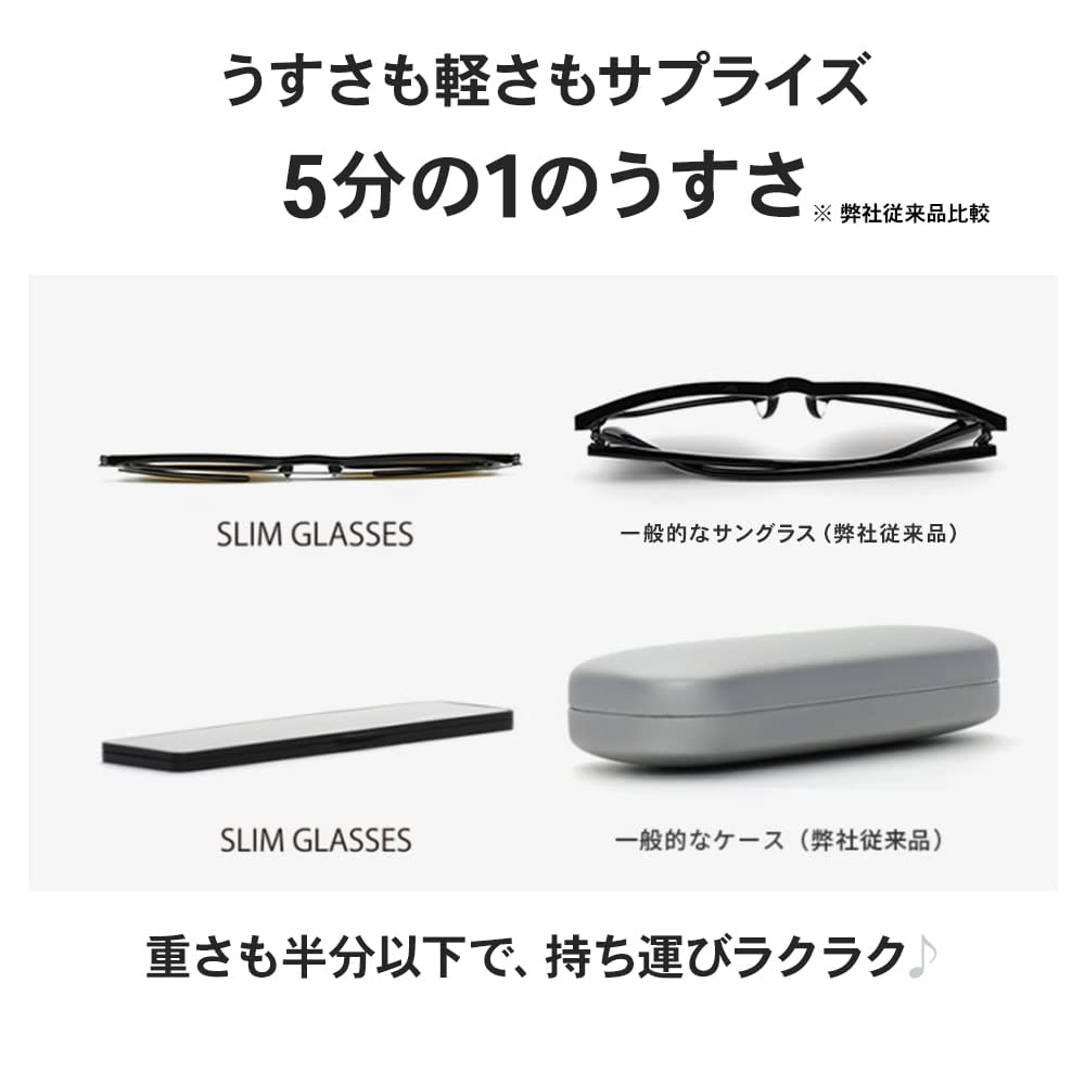 Slim Glasses Polarized Thinner Than a UV Case Included SL-S81-C2 Sunglasses, Ultra-Thin, Smartphone, Protection,