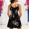 Women Plus Size V Neck Double Straps Sleeveless Purple Black Butterfly Printed Mini Dress