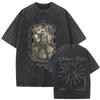 Washed Vintage Anime Jojo Bizarre Adventure Joseph Joestar Caesar Anthonio Zeppeli Print Tshirt Men Fashion Cartoon T Shirt Top