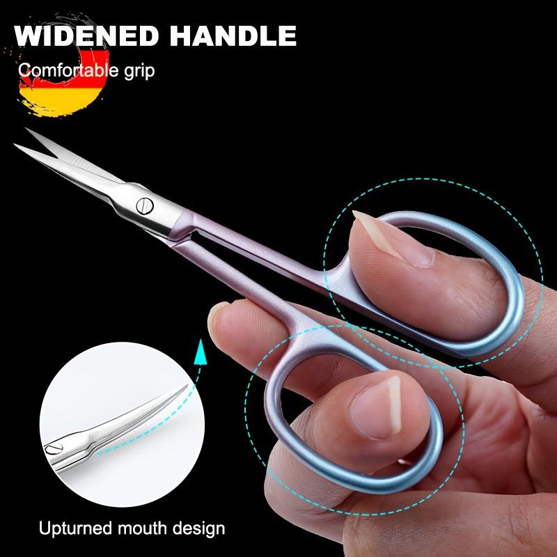 Gradient Nail Cuticle Scissors with Sharp Stainless Steel Blades Professional Precision Curved Tip for Nail Foot Brow Lash