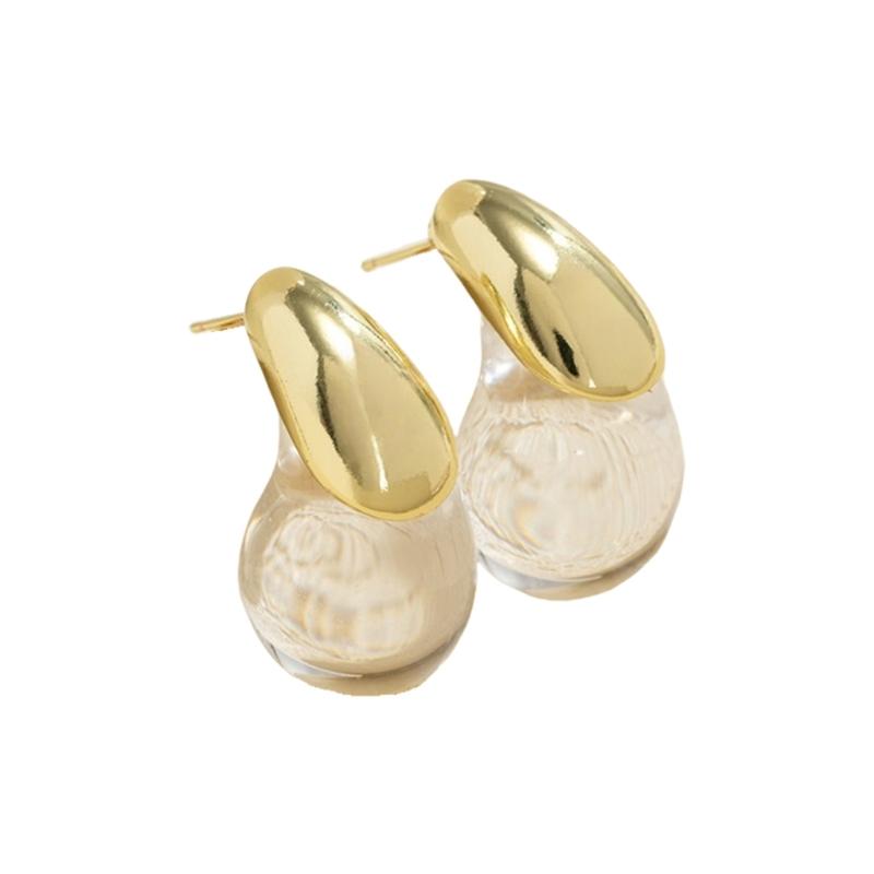 Versatile Clear Resin Drop Earrings Alloy Base Portable Designs for Everyday Jewelry Wear
