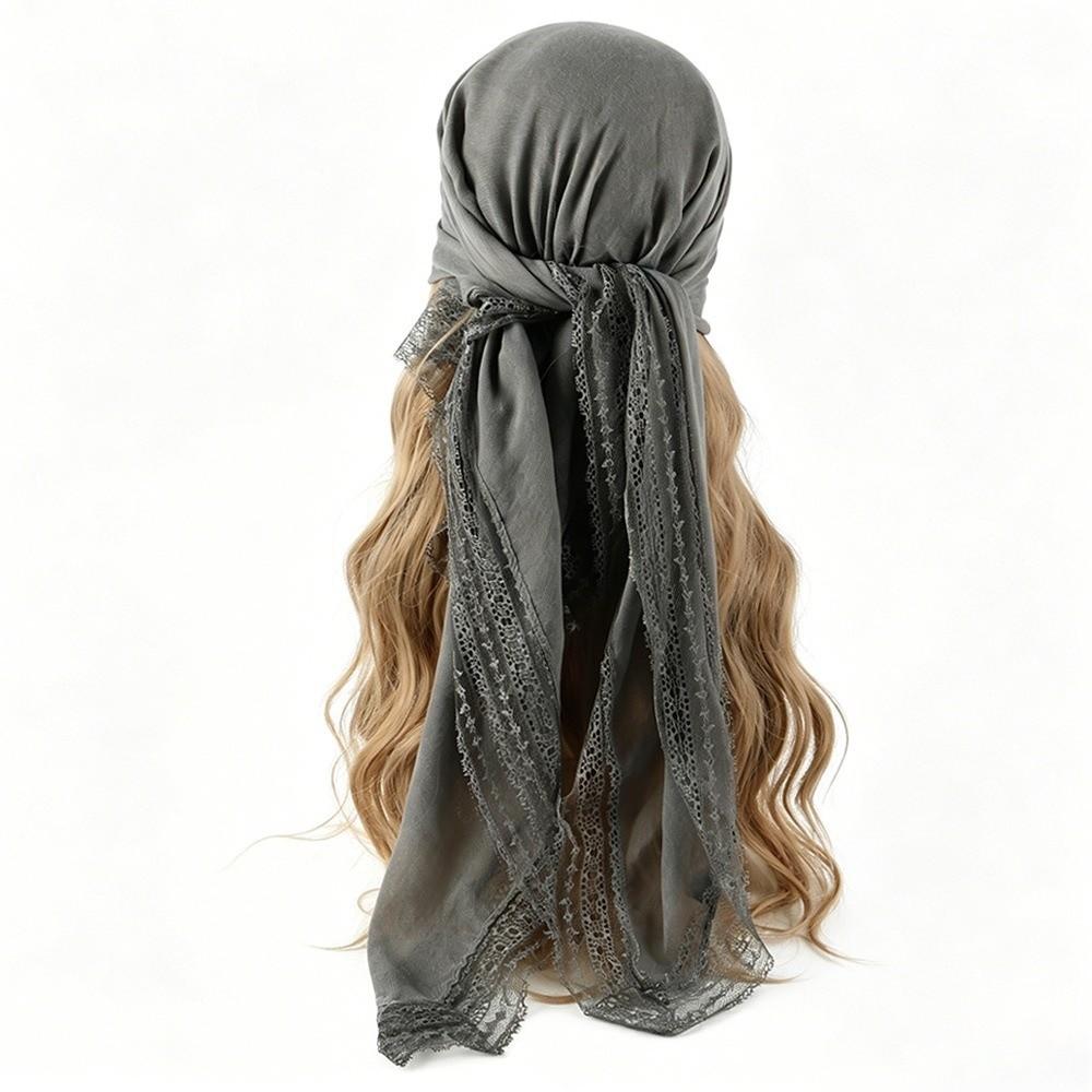 Square Shape Lace Trim Scarf Breathable Sun-Protection Shawl Fashion Bohemian Scarf