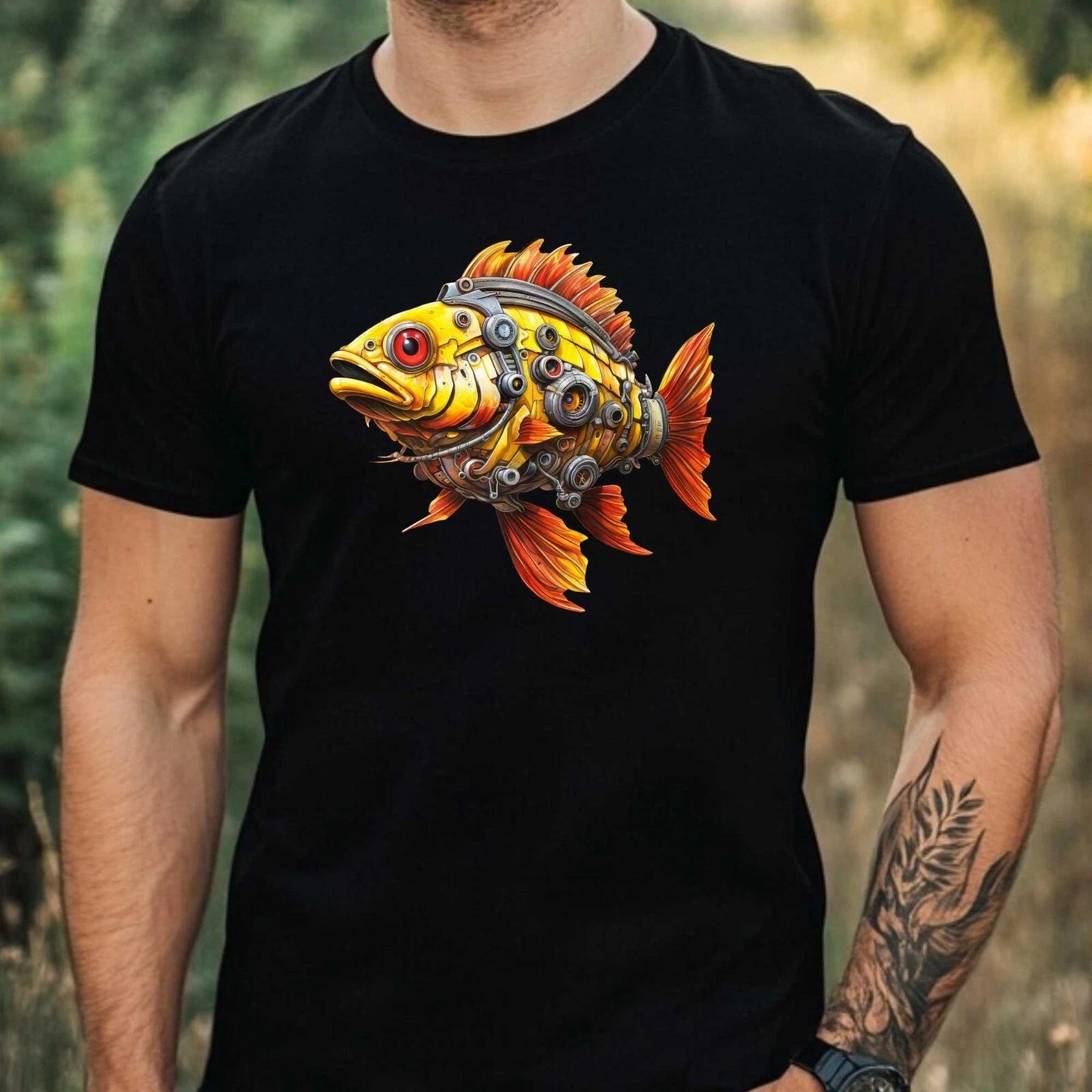 T-Shirt Herren Cyborg Fisch Motiv Baumwolle Größe XS bis 5XL XL