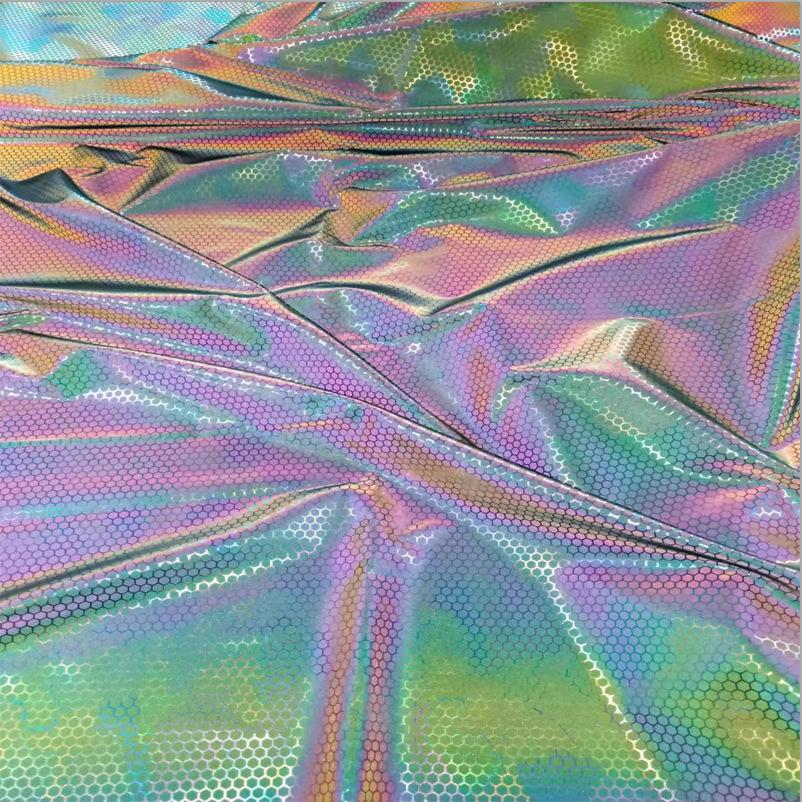 Iridescent Gradient Reflecterend Vierweg Stretch Stof in Zeven Kleuren