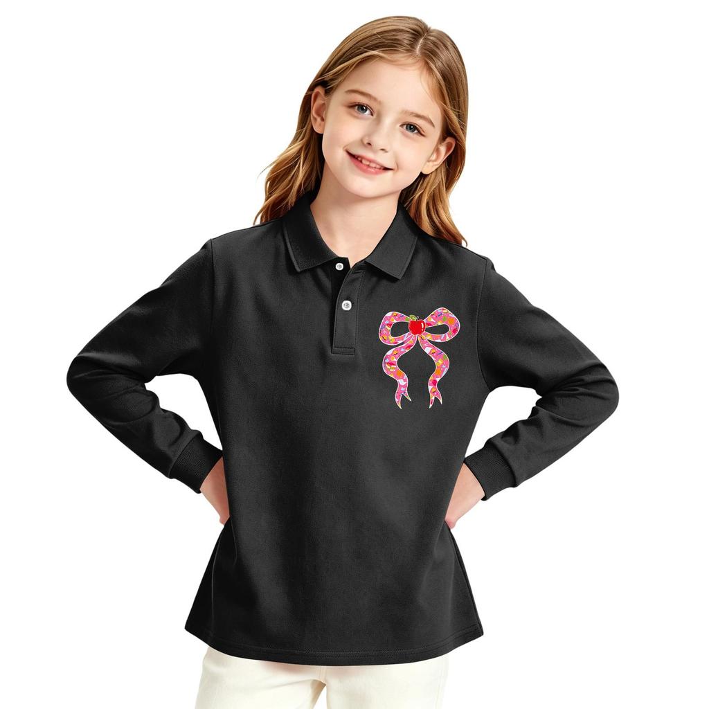 Girls' Long Sleeve Printed School Uniform Casual Top