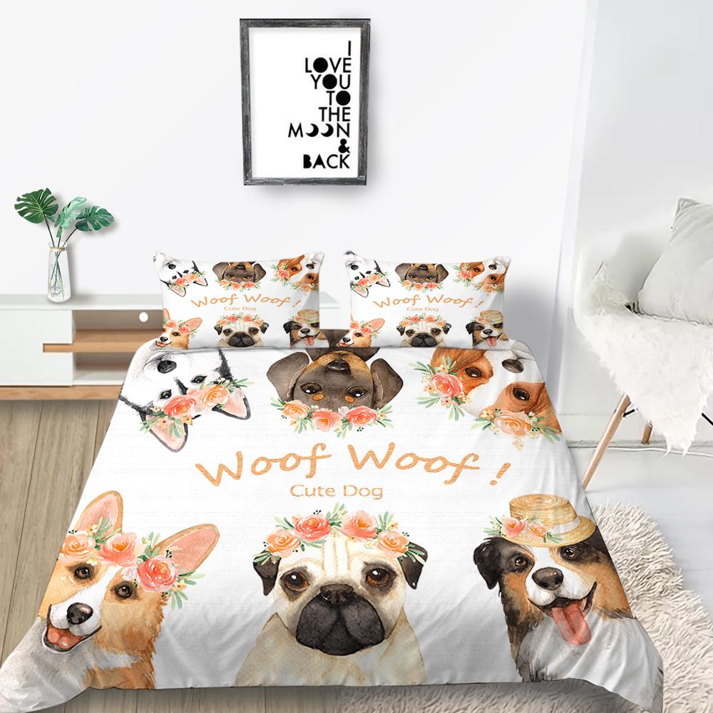 Nouvelle mode 3D chiens imprimés housse de couette ensemble de literie Loverly couverture haut de gamme housse de literie costume de luxe Textiles de maison Polyester