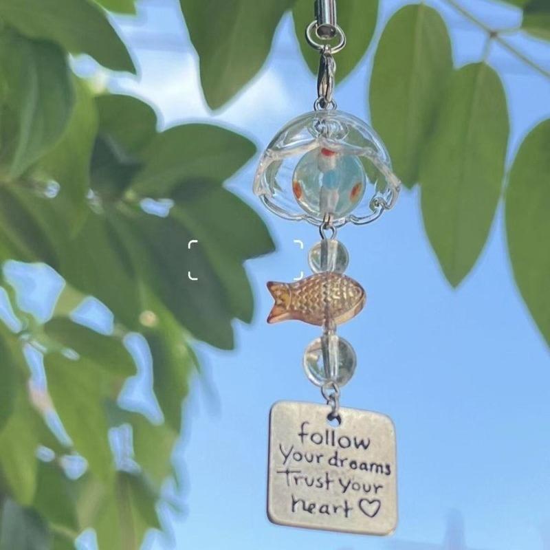 Fantasy Goldfish Wind Chime Phone Case Card Holder CCD Camera Pendant Accessories DIY Creative Handwork Hanging Rope