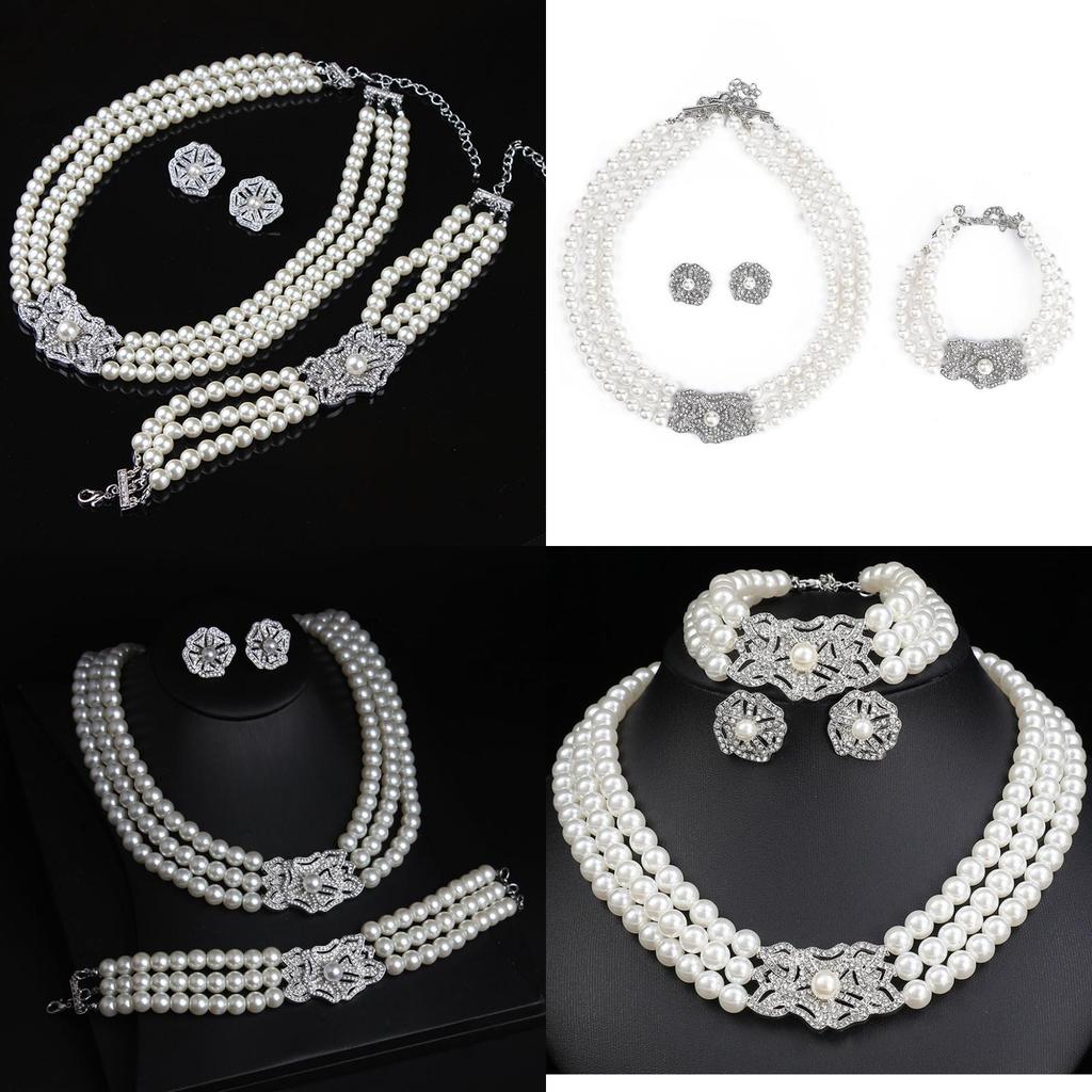 Water Crystal Geometric Necklace Earrings Bracelet Trio For Fashionable Womens Occasions