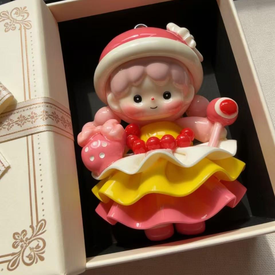 Cartoon Fúwá Girl Handmade Polymer Clay Keychain Charm