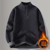 Men's Half-Zip High-Neck Fleece Lined Knit Sweater
