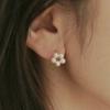 Modernlike 14k GF Silver Flower Pearl Earrings