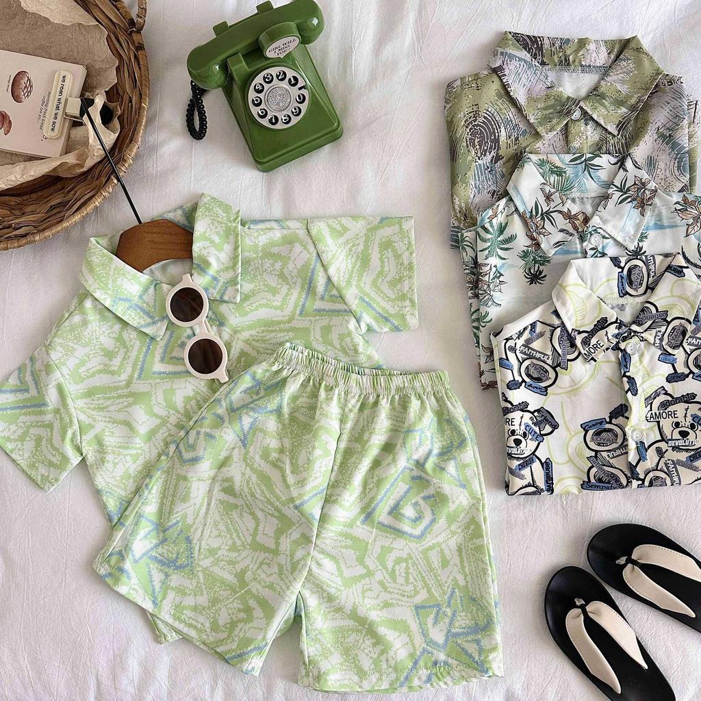 Sada košile s krátkým rukávem pro dětské oblečení Letní ležérní dětské oblečení Volný a trendy dvoudílný set pro jaro a léto