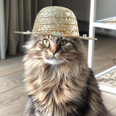 Pălărie de paie pentru animale de companie, pălărie mini pentru câini, protecție solară cu flori, reglabil, Hawaii, soare, găleată, pălărie de plajă de vară pentru câini mici și medii, pisici
