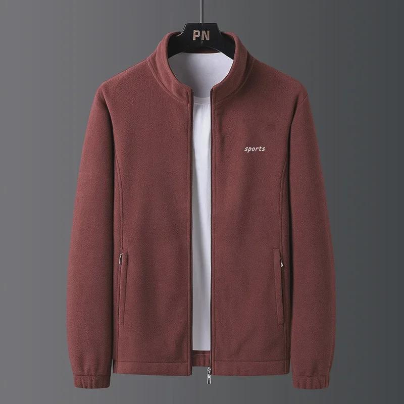 Men s Thickened Polar Fleece Stand Collar Cardigan Jacket 5XL 3235₽