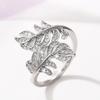 Huitan Olive Branch Leaf Finger Ring for Women Copper Color Trendy Luxury Female Accessories Wedding Party Fashion Rings Zircon