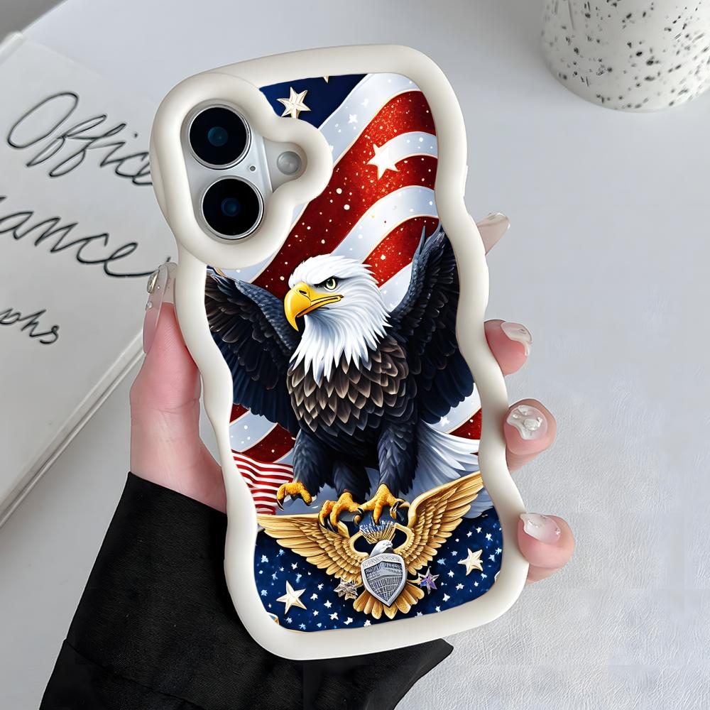 USA America Flag Wavy Edge TPU Mobile Phone Case for iPhone 17 16 15 14 13 12 11 Air Pro Max Plus Colorful Cover