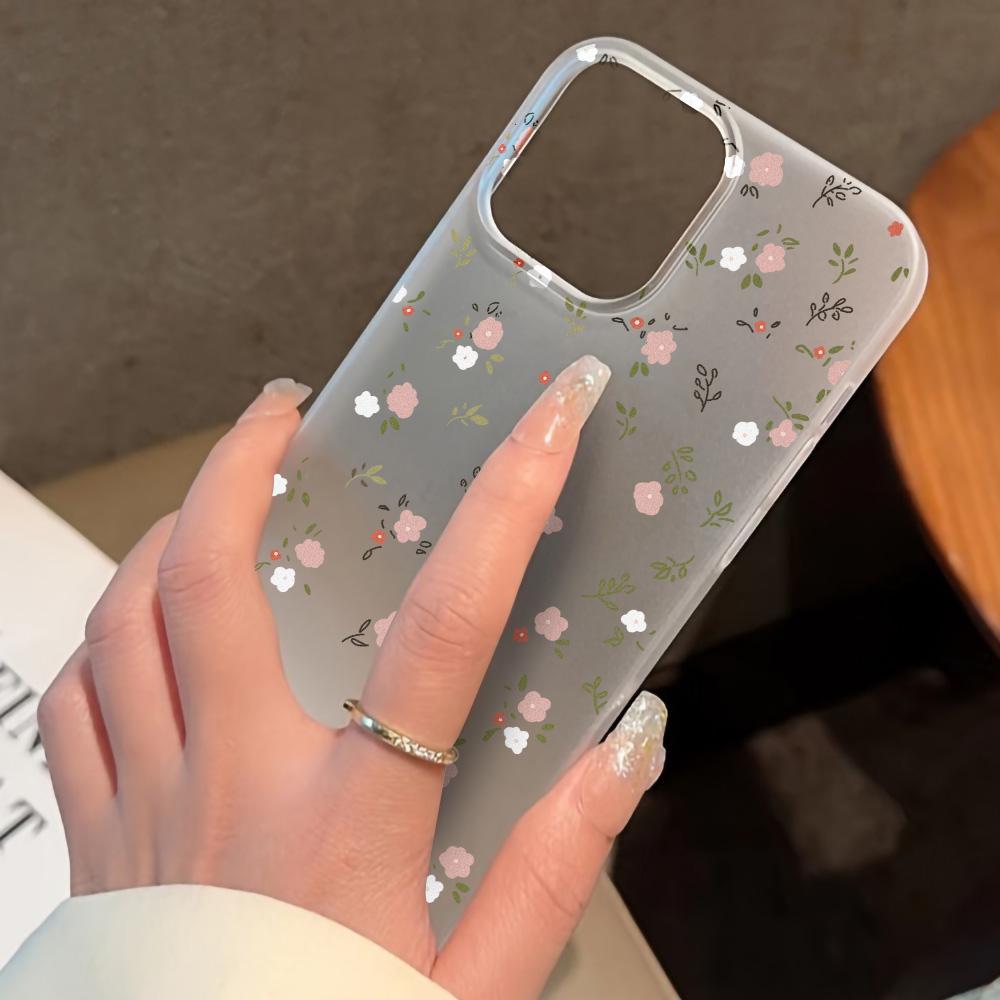 Fundas para teléfonos móviles para iPhone 11 13 15 Pro Max 12 14 Pro Max Funda para iPhone 16 15 Plus 13 Pro 12 Textura esmerilada Flores de dibujos animados pintadas