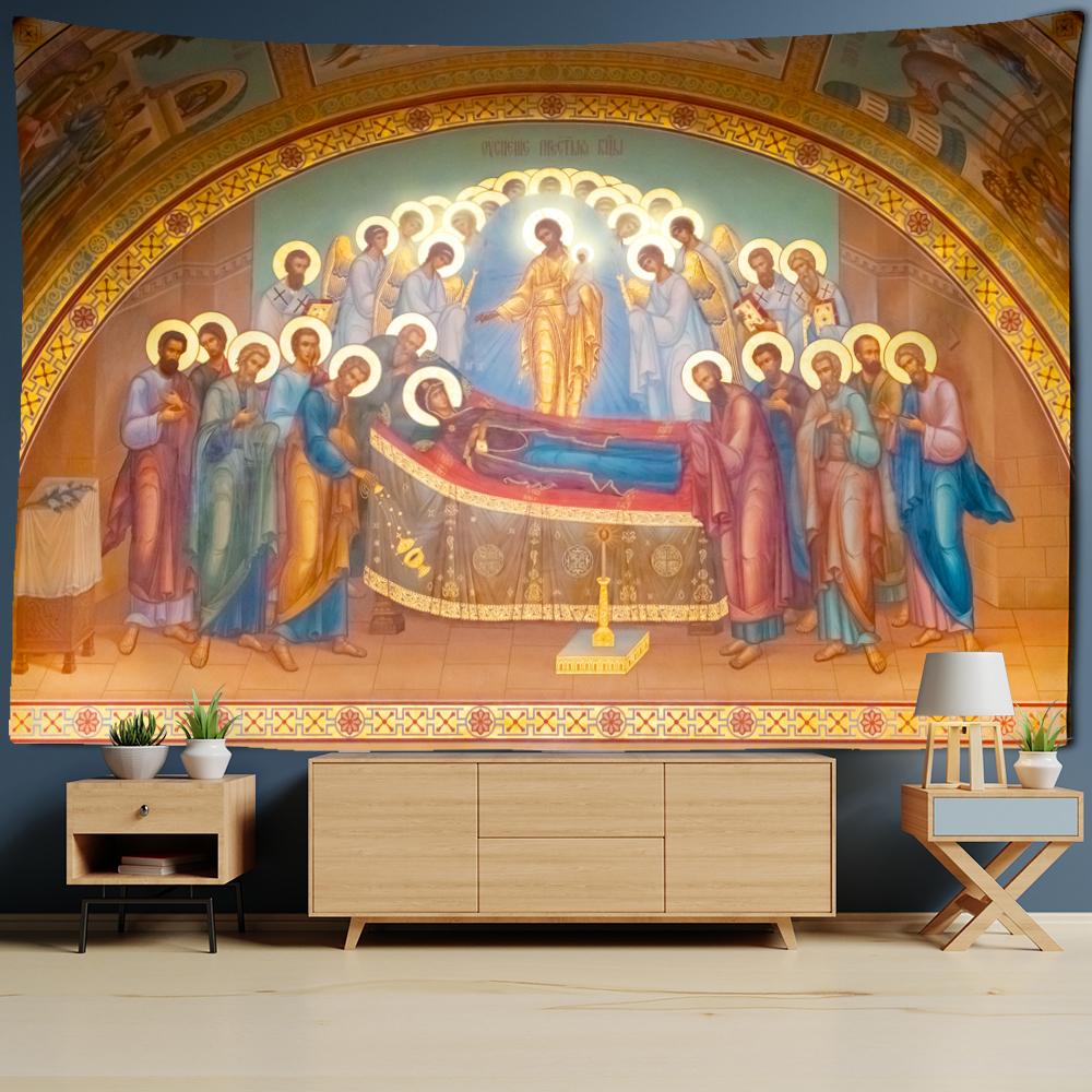 Religious Portrait Tapestry Wall Hanging Bohemian Hippie Abstract Psychedelic Witchcraft Simple Art Room Home Decor