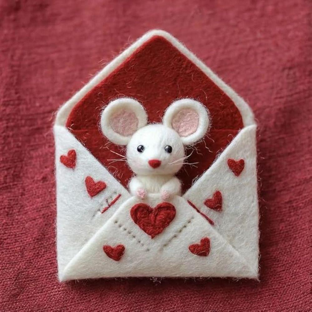 Craft Needle Felting Supply Needle Felted Mouse Handmade Mouse Animal Figurine  Home Decor