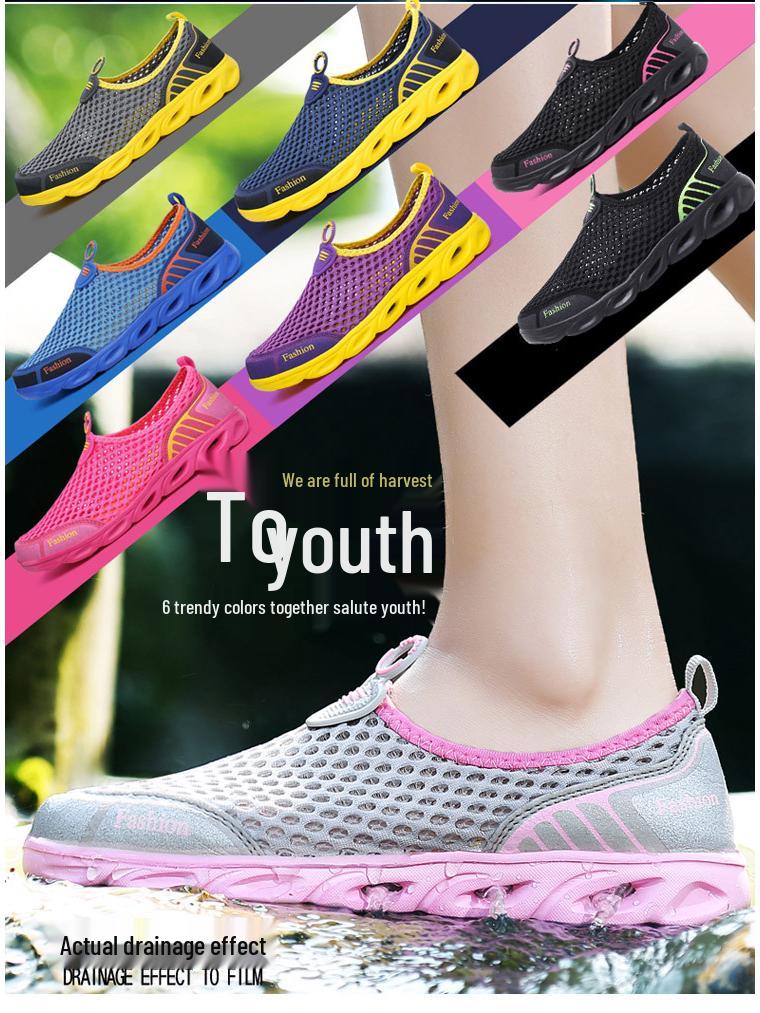 Summer Mesh Slip-On Canyoneering Shoes: Lightweight, Breathable, Casual Sandals for Beach & Running.