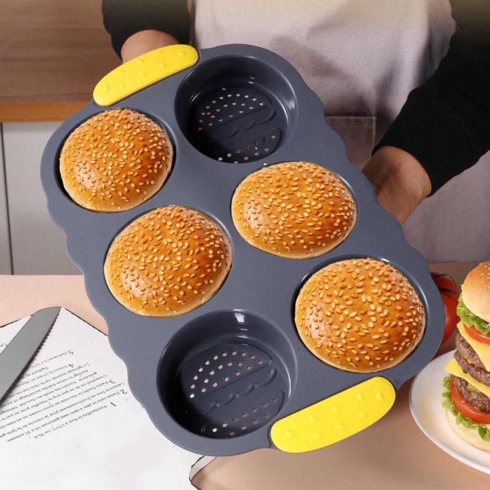 Non-stick Silicone Baking Pan Heat Resistant Burger Bun Maker Reusable Oven Baking Plate  Household