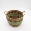 Cotton & Seagrass Large Baskets – Natural Black & Green- Set of 3