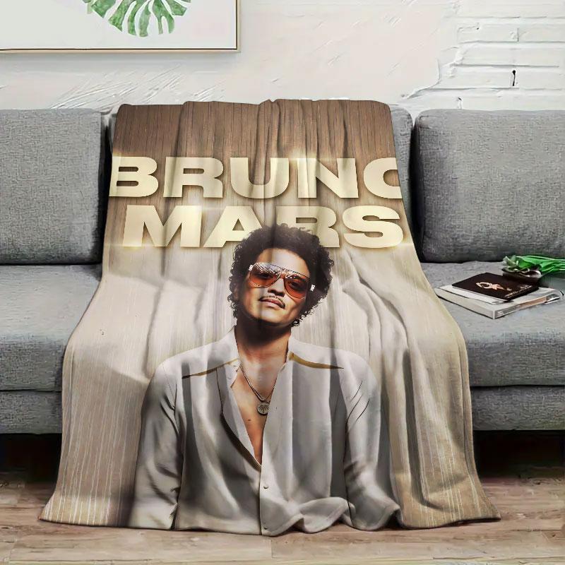 1Pc Brunomars Print Flannel Blanket, High quality Comfortable for All Seasons, Warmth and Comfort, Perfect for Christmas Gifts