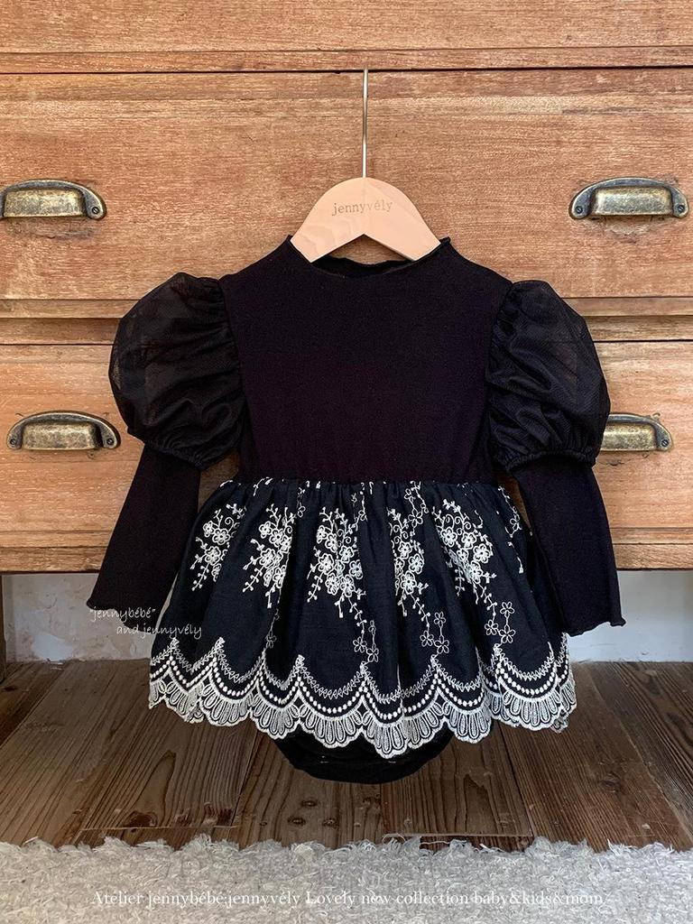 Frühling 2026 Hepburn-Stil Baby-Mädchen Stramplerkleid – Stilvoller Bestickter Prinzessinnen-Body