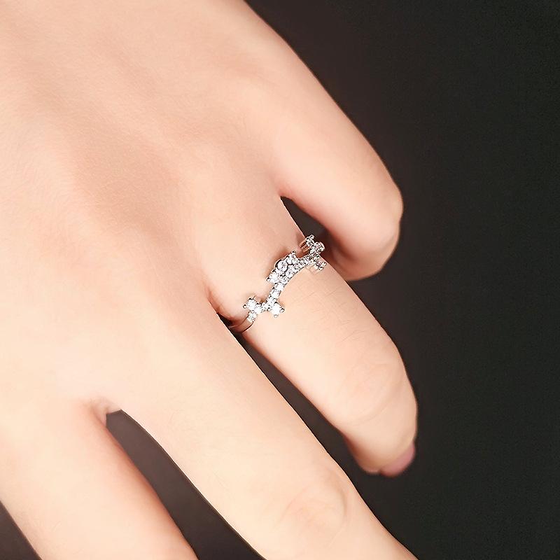 Creative 3-In-1 Crown Ring Women'S Sansheng Iii Combination Live Flower Crown Stacked With Diamond Ring Gift