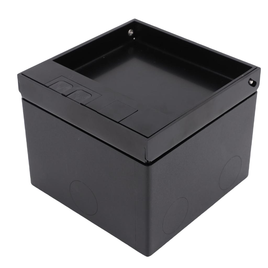 Zapuštěná plochá zásuvka s 2kolíkovou zásuvkou a portem pro síťový kabel Podlahová zapuštěná krabice - sada Černá