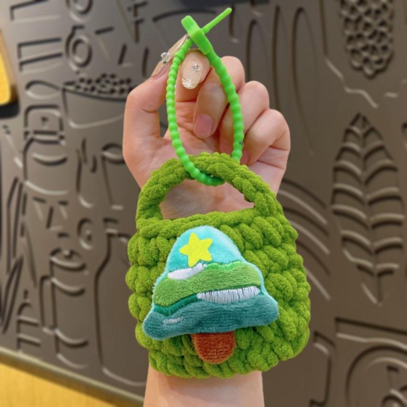 Portamonete Mini in Maglia Cartone Animato Carino, Portachiavi Natalizio Tessuto a Mano e Borsa Creativa per Organizer