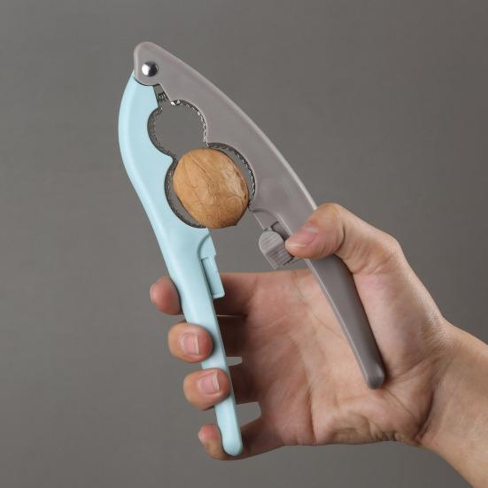 Cascanueces Múltiple con Perilla Ajustable Abrenueces Metálico para Nueces, Avellanas y Pecanas Plato para Recoger Migas Apto para Lavavajillas Esencial de Cocina