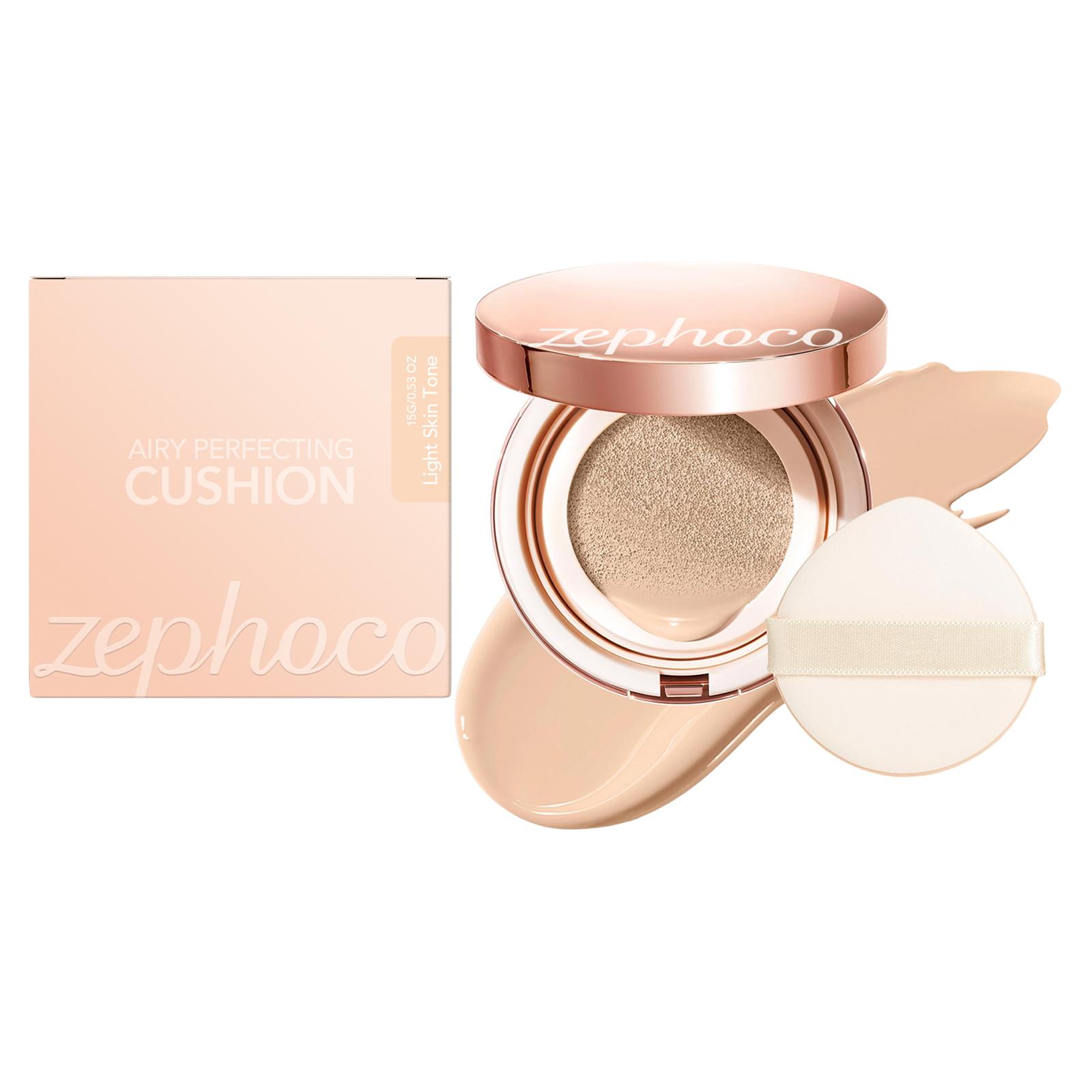 

zephoco Lightweight and flawless cushion foundation(Light flesh color) Soft matte light foundation naturally adheres with fine powder texture 15g