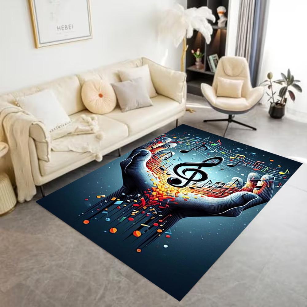 1pc music notes vinyl records and cassettes rug home carpet design for office decor gift living room bedroom