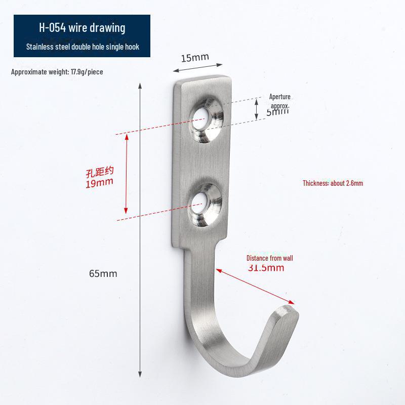 Black Stainless Steel Single Clothes Hook for Home and Hotel Use