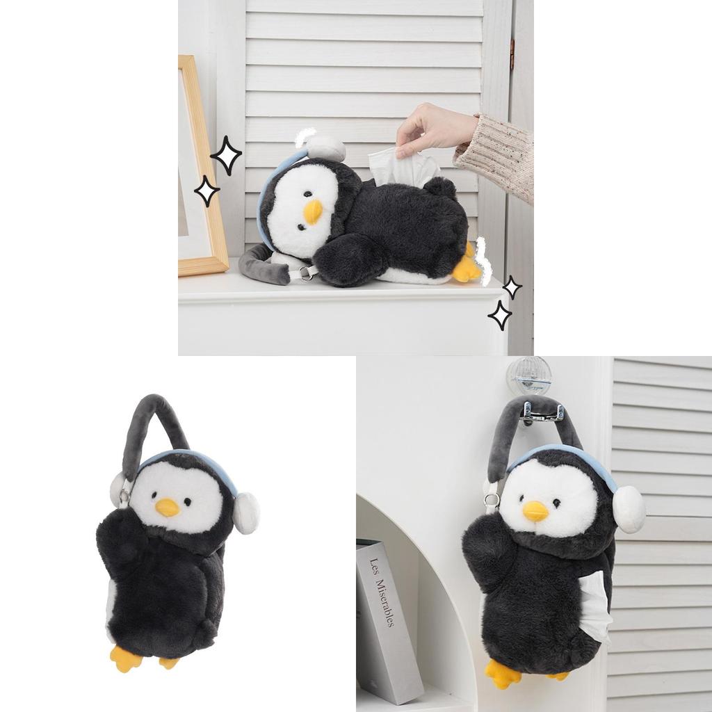 Cartoon Cute Penguin Tissue Box With Cotton Material For Office Desk And Home Decor