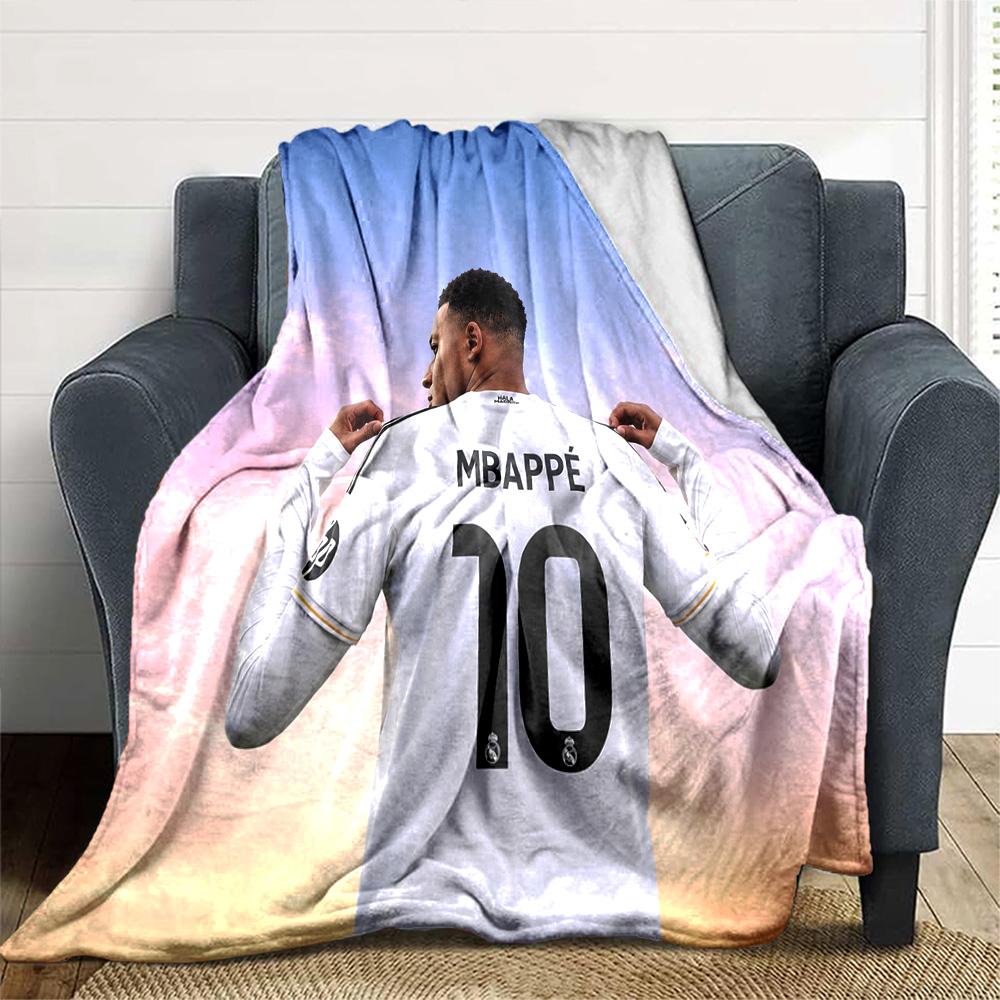 Star Player Kylian Mbappé Blanket Soft Warm Cozy Great for Livingroom Chair Bedding Four Seasons Multipurpose Stylish Decor