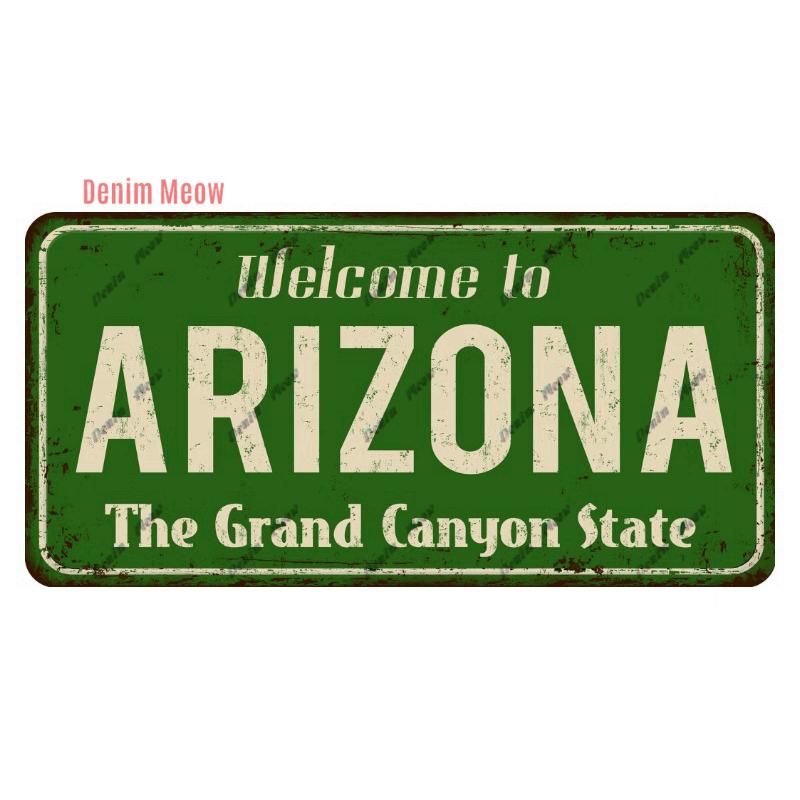 Vintage USA Metal Plates, Retro California 15x30cm Plaque, Florida Metal Tin Sign Poster, Bar, Garage, Gifts, Room Decor WY289