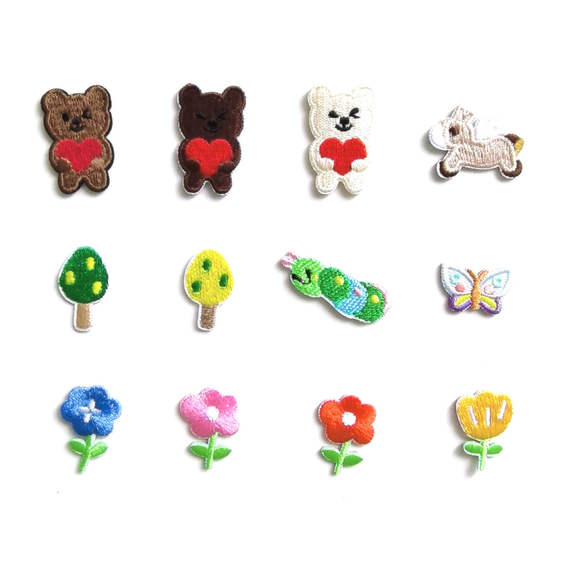 Little Bear Self-Adhesive Flower Embroidery Patch for DIY Scrapbooking and Creative Decoration