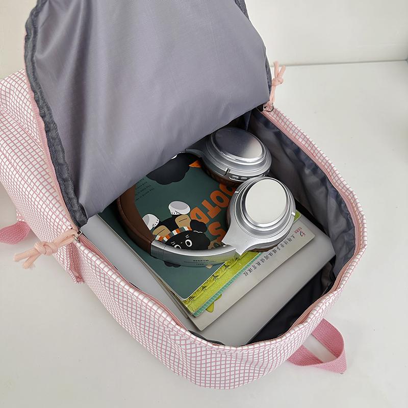 Student Schoolbag Large Capacity Check Backpack