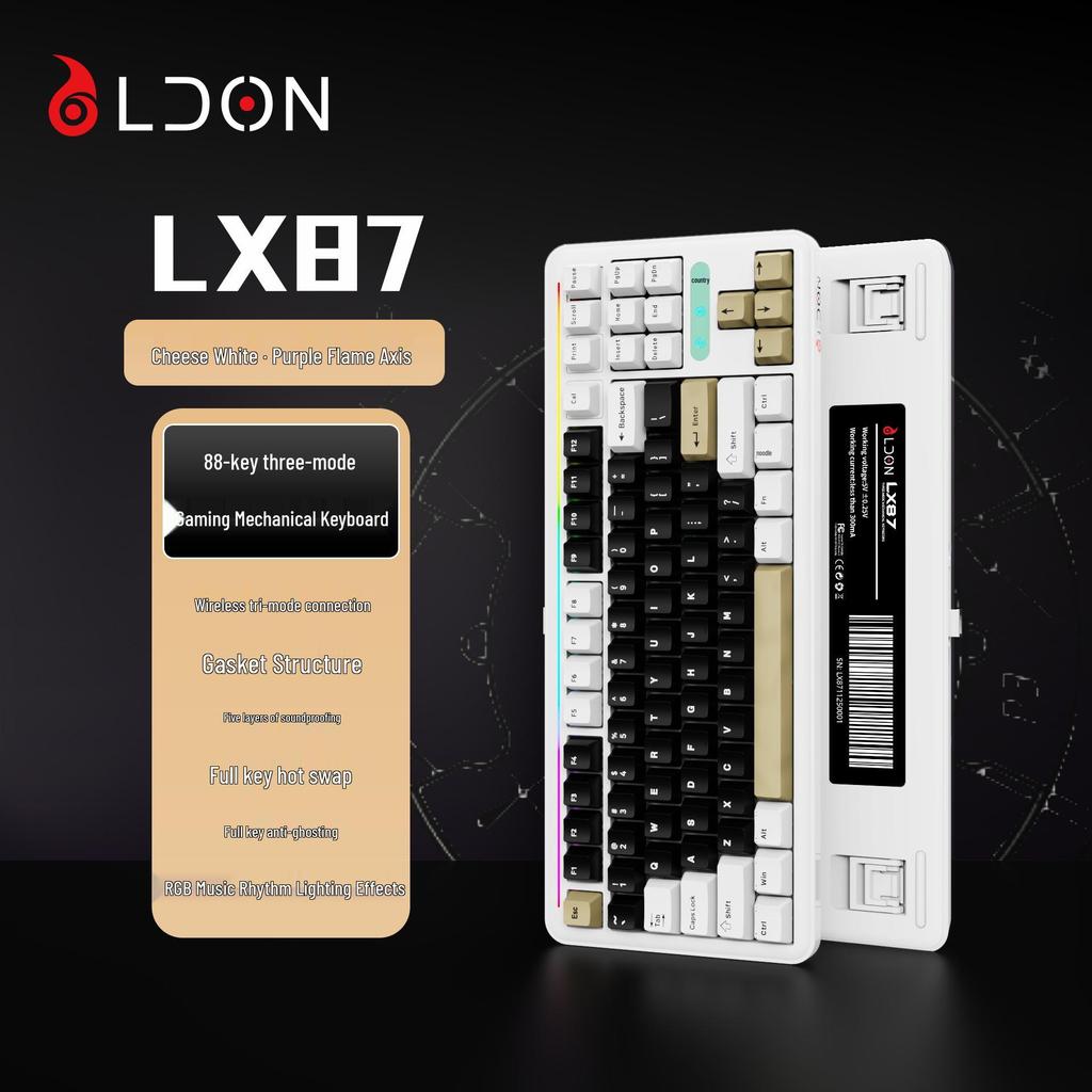 LDON LX87 Tri-Mode Wireless Mechanical Keyboard: Hot-Swappable RGB, Bluetooth & 2.4G, Customizable Gaming Keyboard.