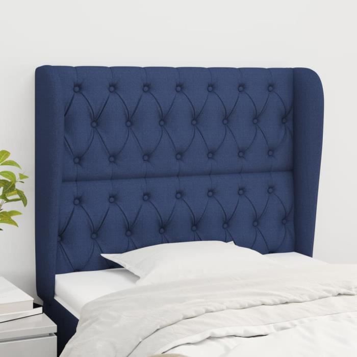 VidaXL Tête de lit avec oreilles Bleu 103x23x118-128 cm Tissu3118288